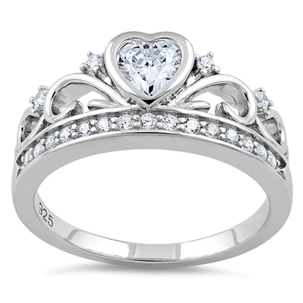 Beautiful .925 Sterling Silver and CZ Crown heart.
